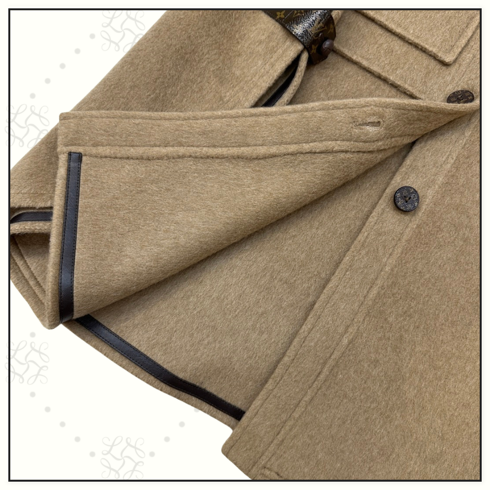 CASHMERE BUTTON UP CAPE COAT