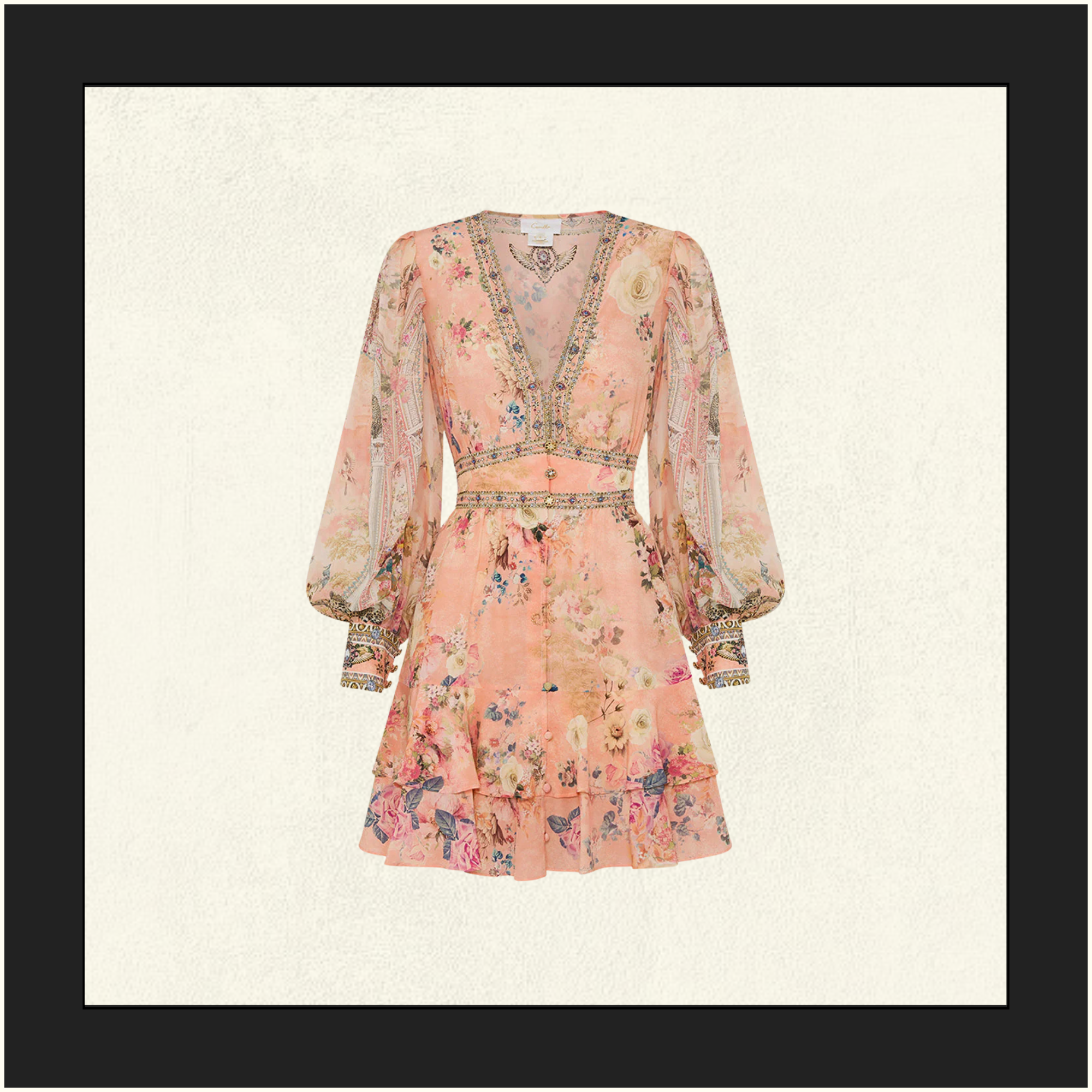 BUTTON FRONT FRILL DRESS