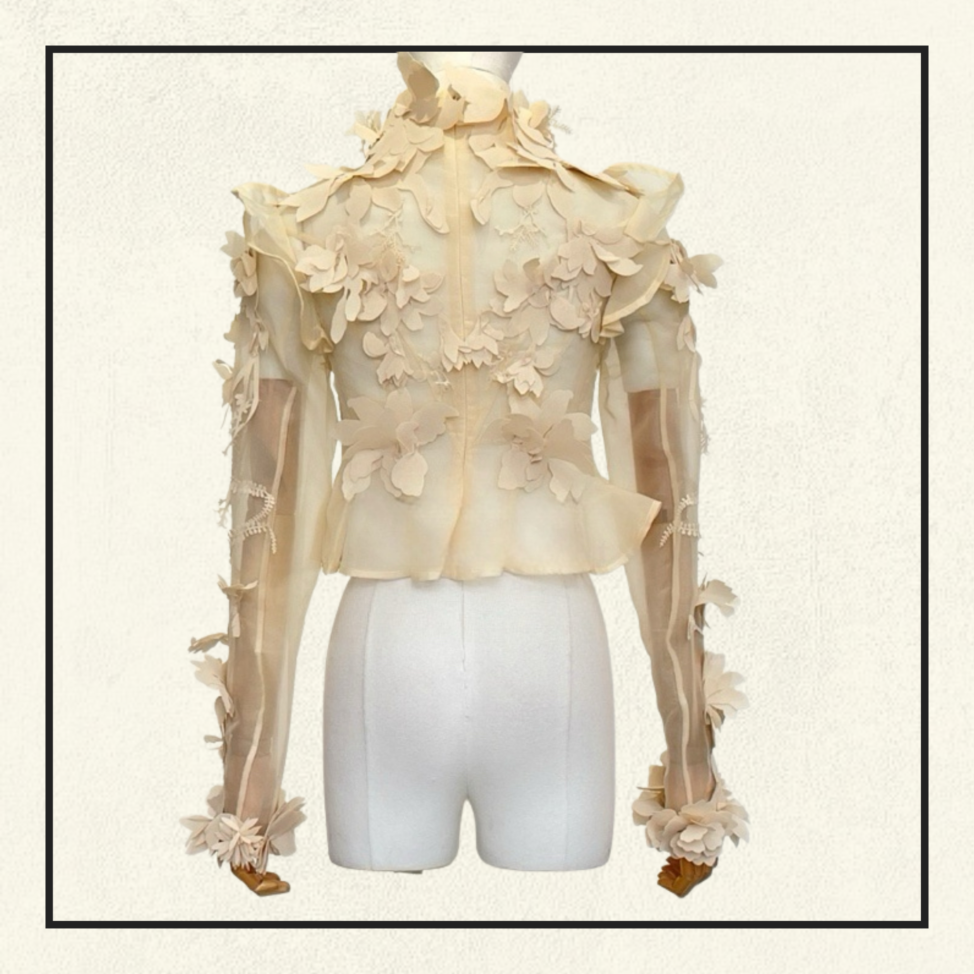 HYPNOTIC FLORAL APPLIQUÉ SILK BLOUSE & SKIRT