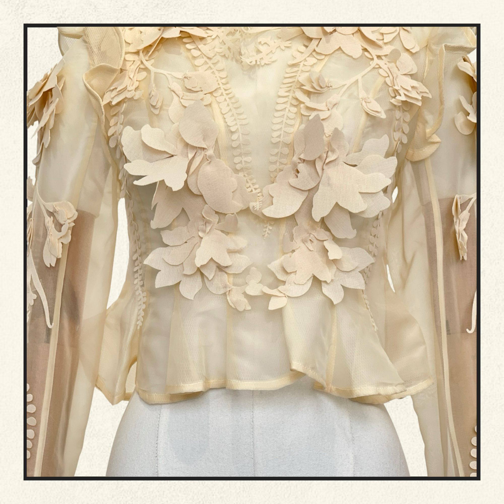 HYPNOTIC FLORAL APPLIQUÉ SILK BLOUSE & SKIRT
