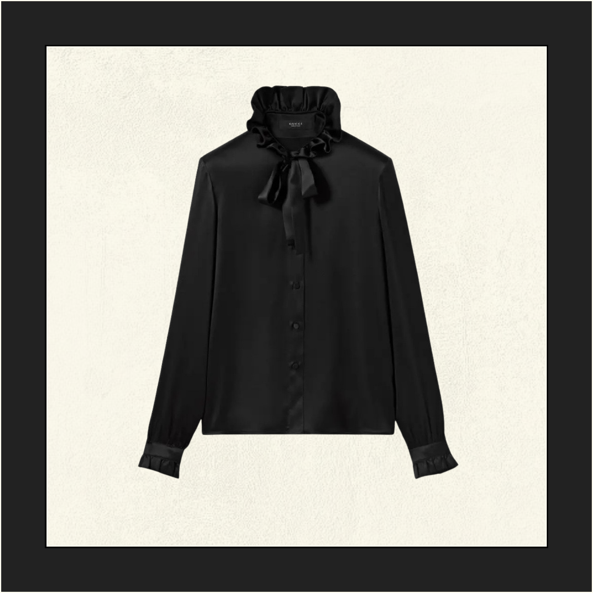 PUSSY BOW RUFFLED SILK BLOUSE