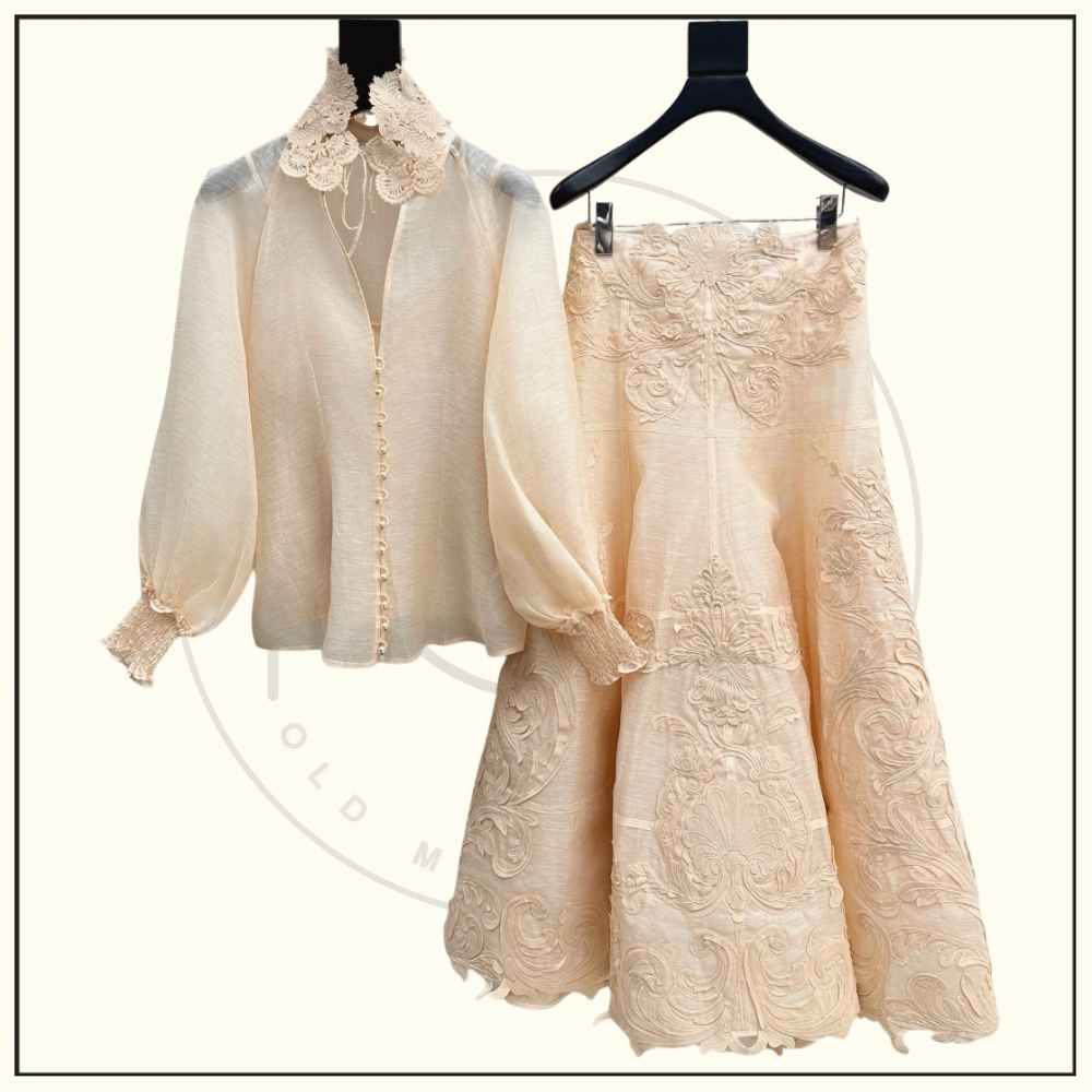 REBELLION COLLARED BLOUSE & MIDI SKIRT