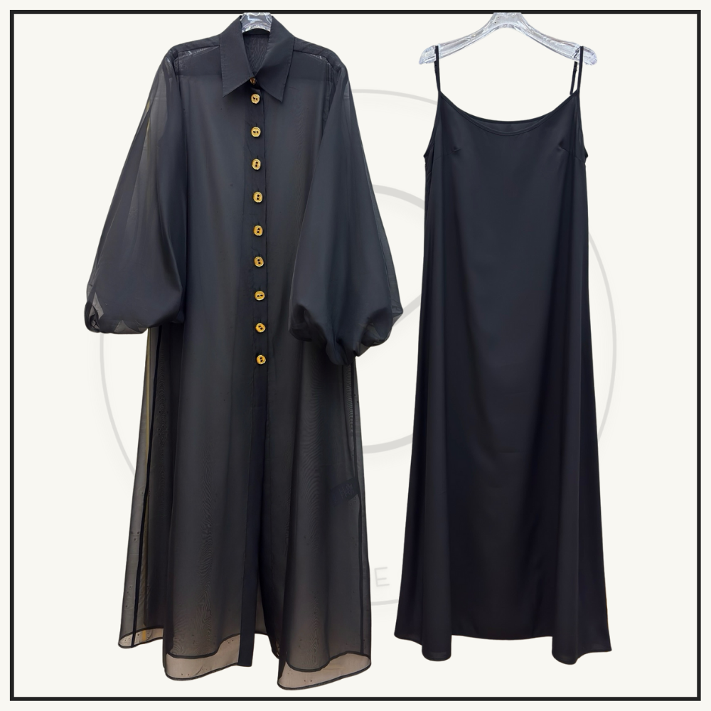 BALLOON SLEEVE MAXI DRESS