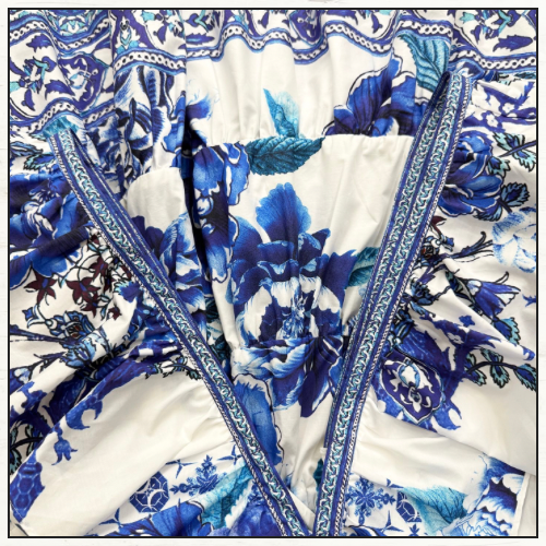 TIERED SHORT DRESS WITH NECK FRILL