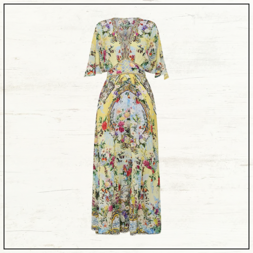 WAISTED DRESS WITH HEM RUFFLE