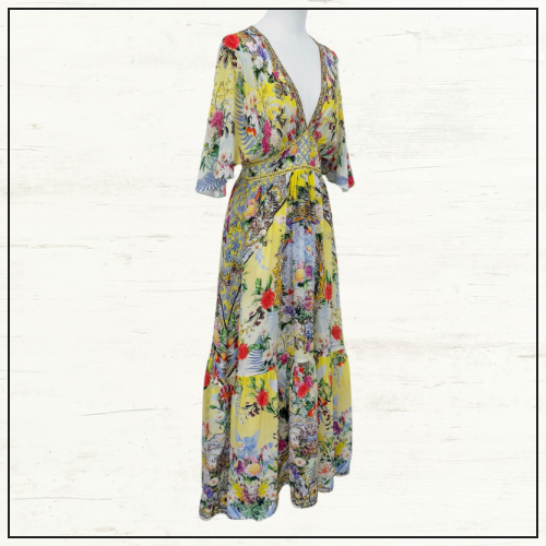 WAISTED DRESS WITH HEM RUFFLE