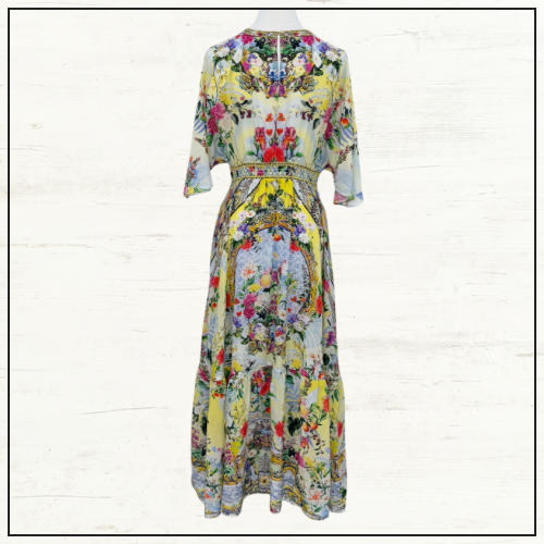 WAISTED DRESS WITH HEM RUFFLE