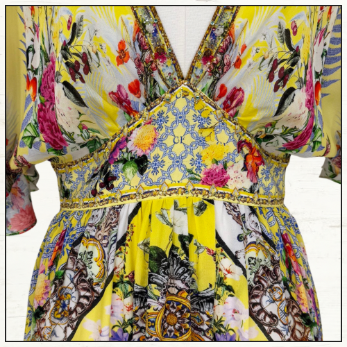 WAISTED DRESS WITH HEM RUFFLE