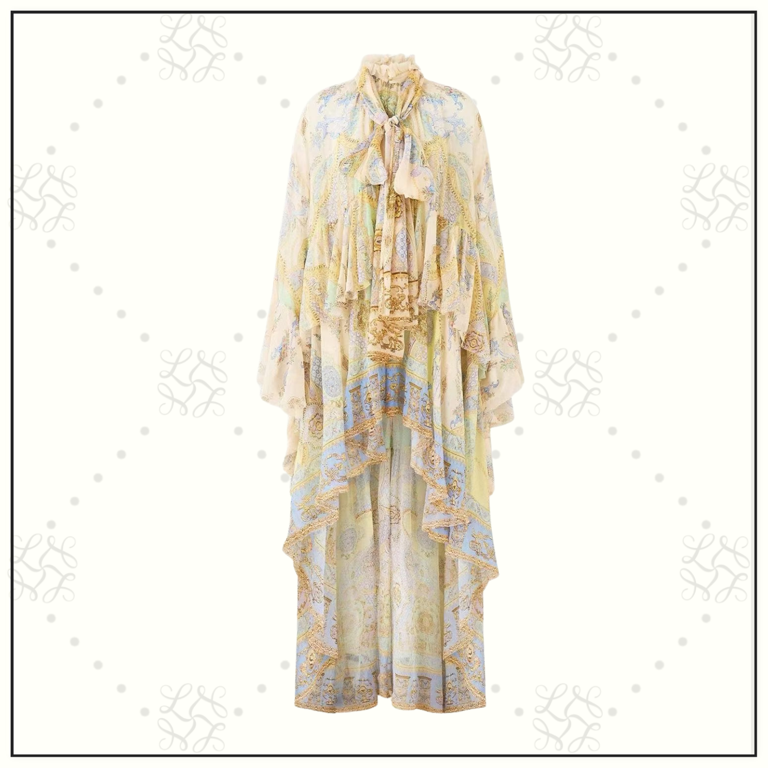 RUFFLE HIGH LOW SILK DRESS