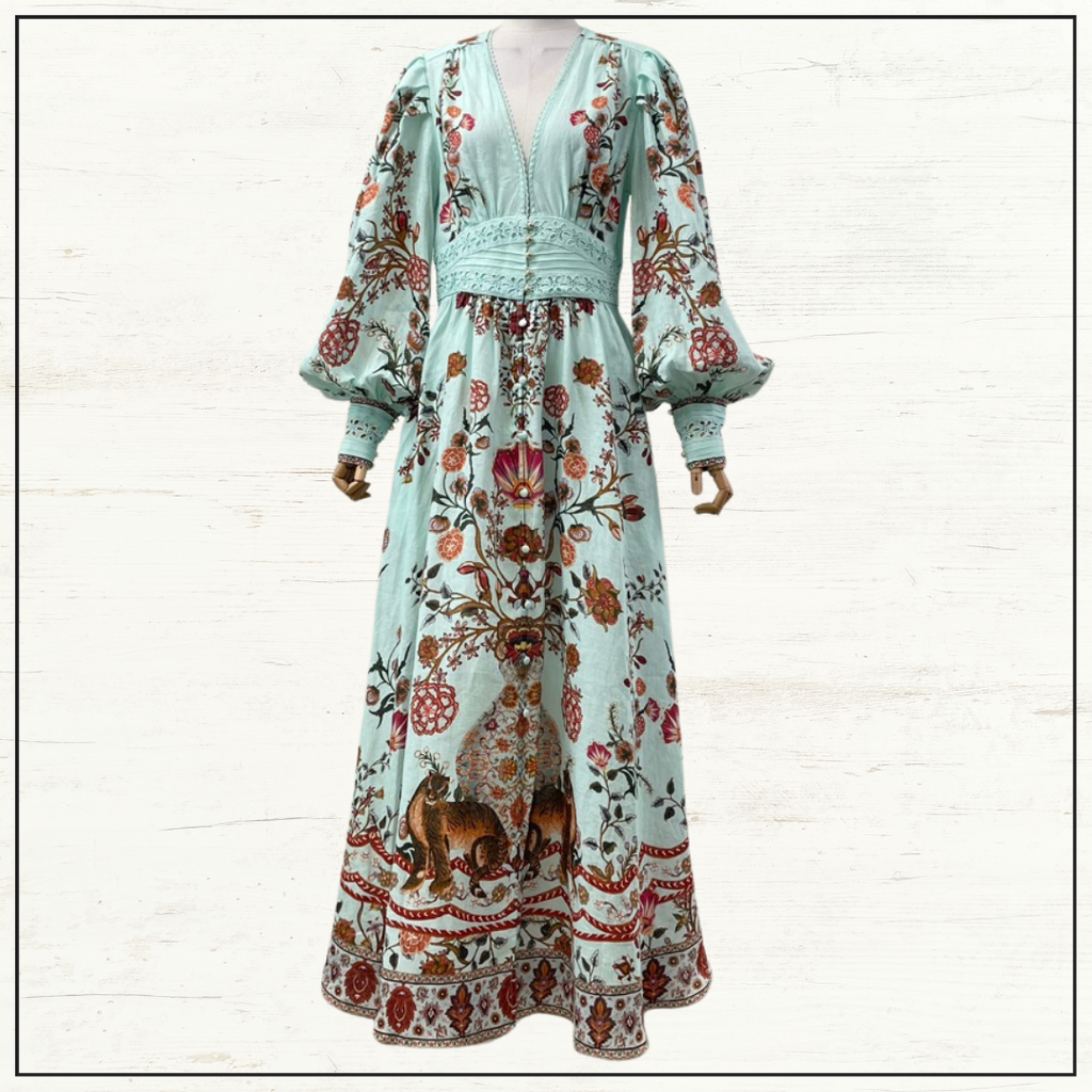 SHAPED WAISTBAND WITH GATHERED SLEEVE DRESS