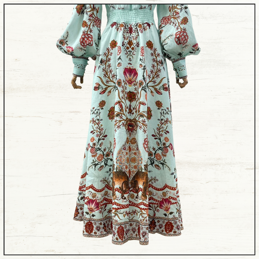 SHAPED WAISTBAND WITH GATHERED SLEEVE DRESS