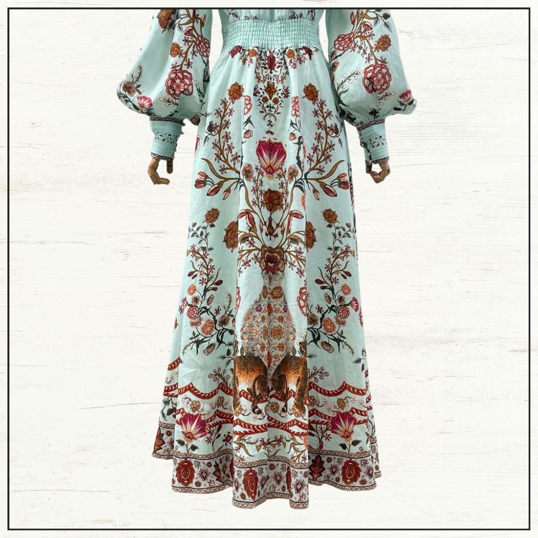 SHAPED WAISTBAND WITH GATHERED SLEEVE DRESS