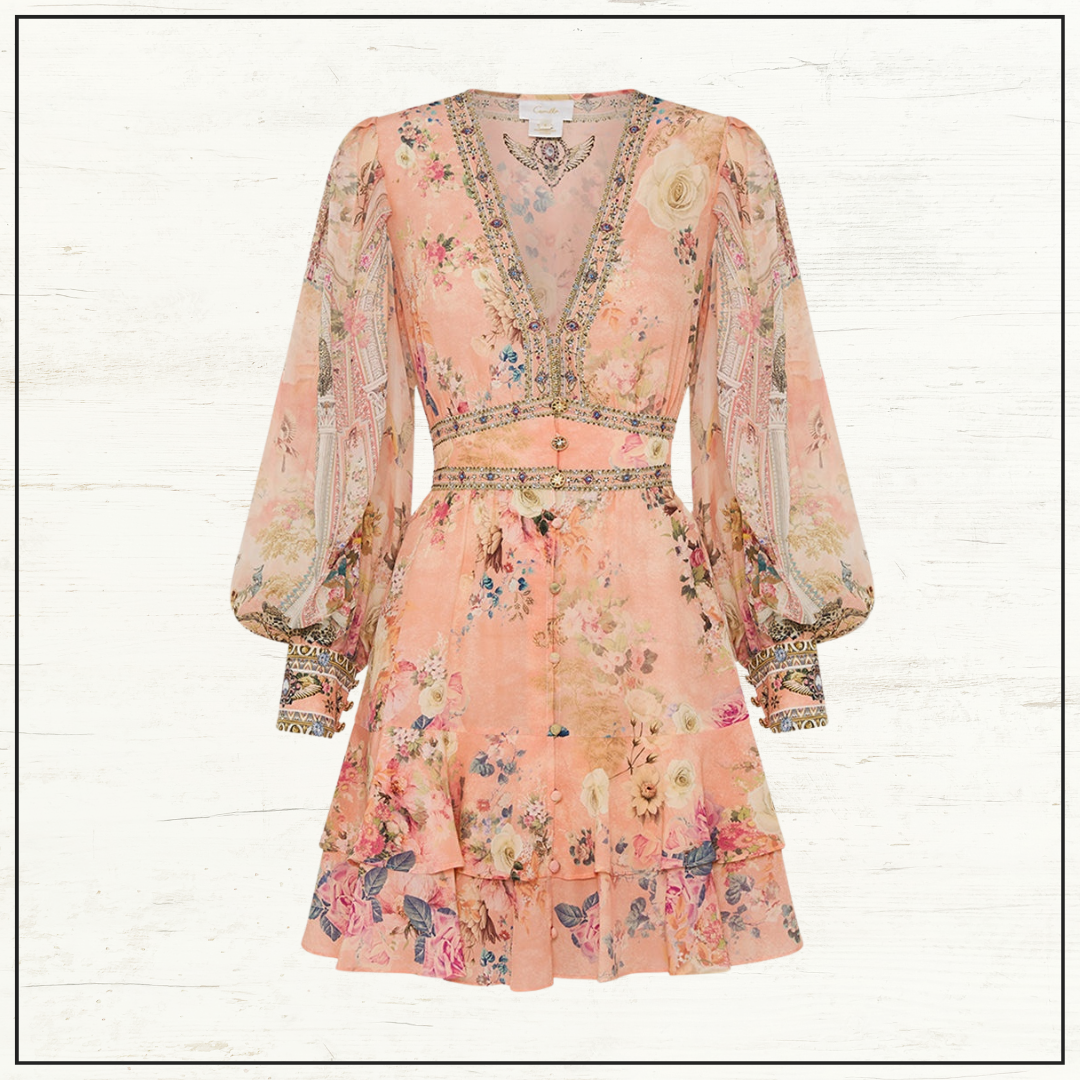 BUTTON FRONT FRILL DRESS