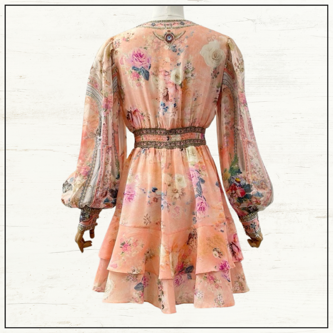 BUTTON FRONT FRILL DRESS