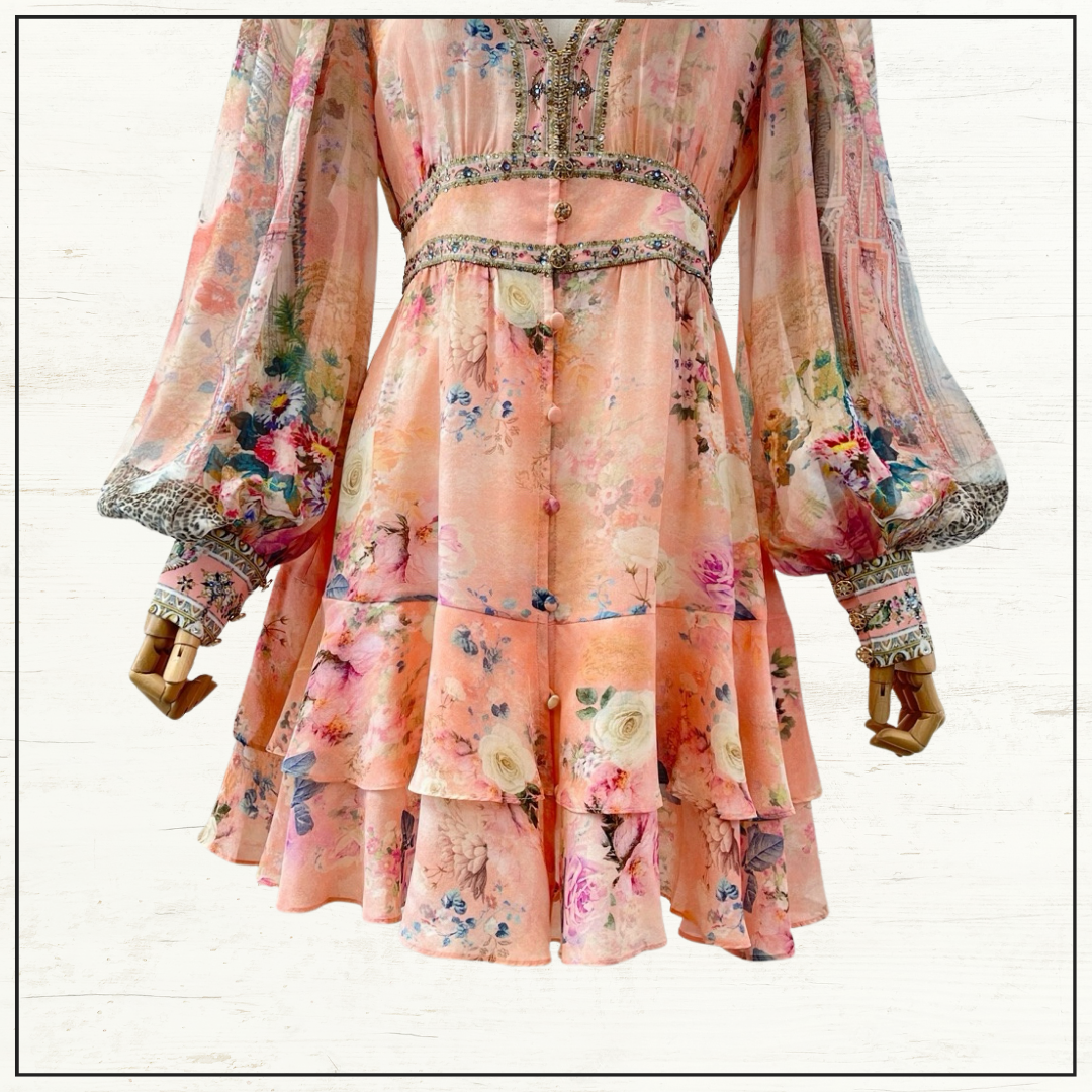 BUTTON FRONT FRILL DRESS