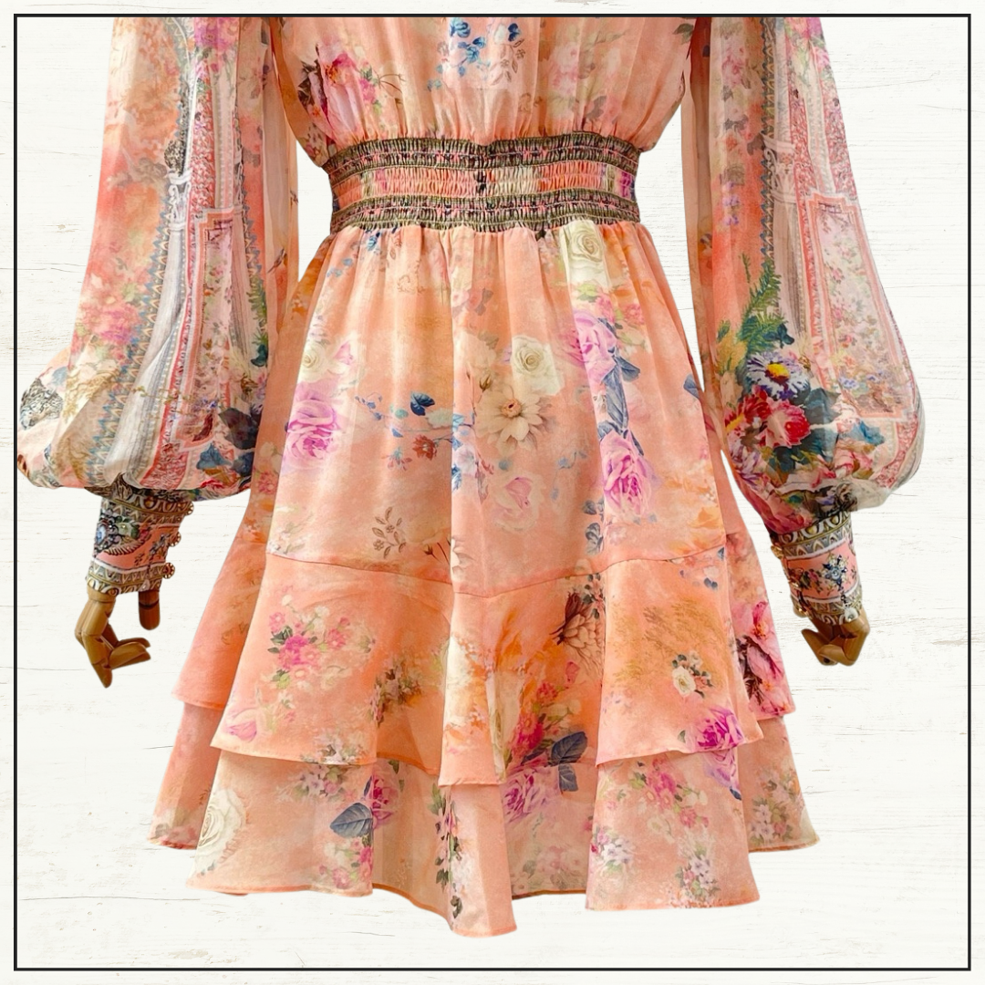 BUTTON FRONT FRILL DRESS