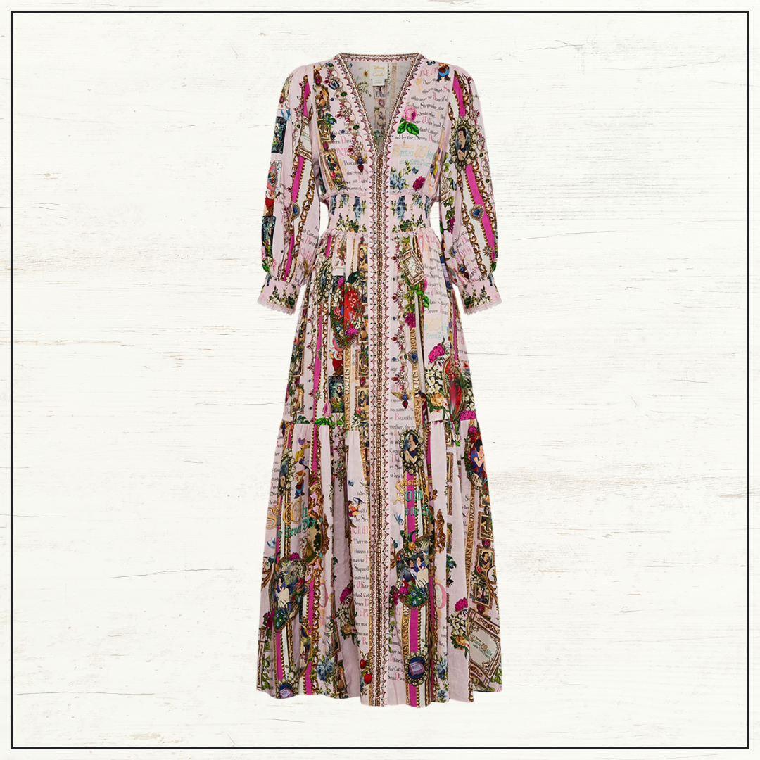 SHIRRED WAISTBAND LONG DRESS