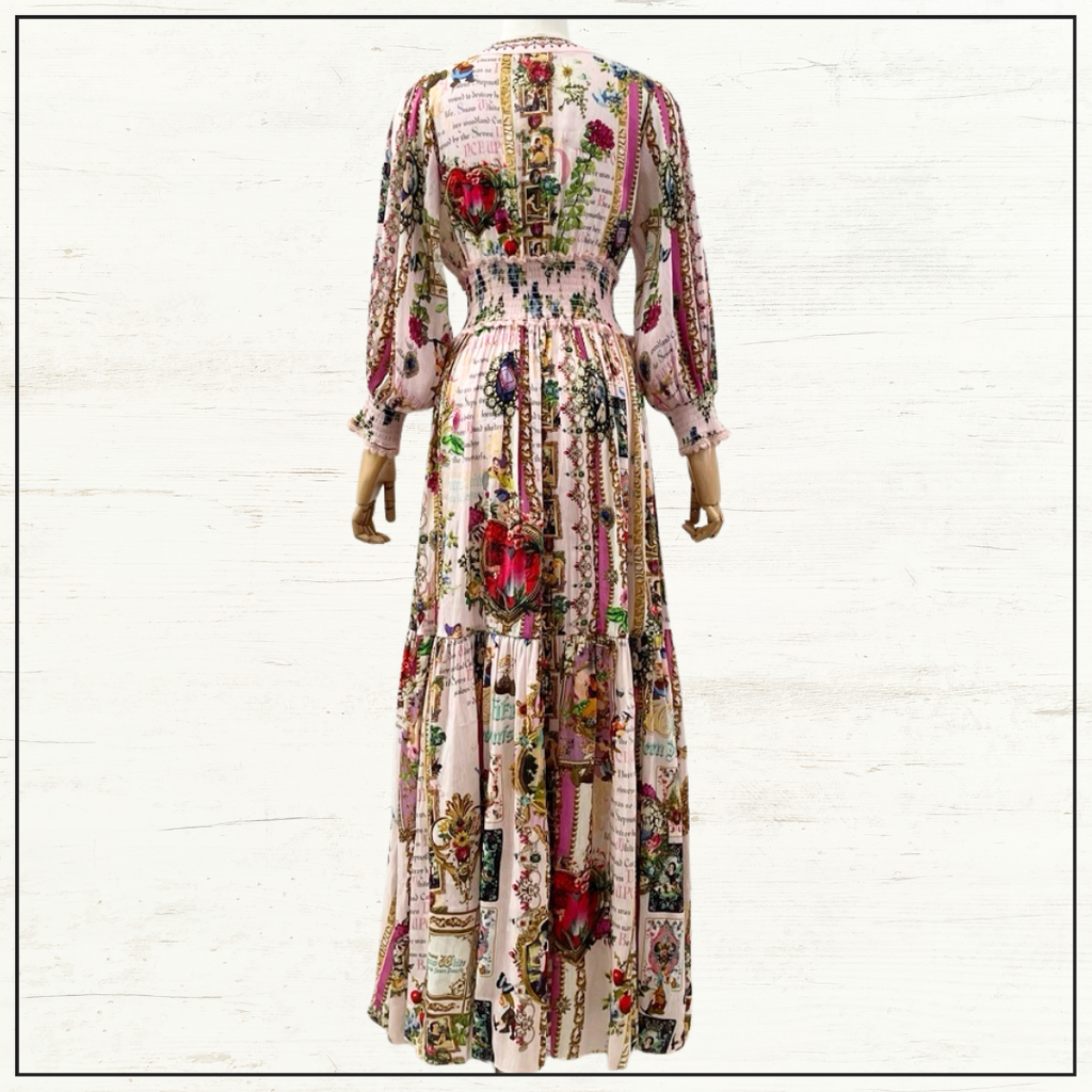 SHIRRED WAISTBAND LONG DRESS