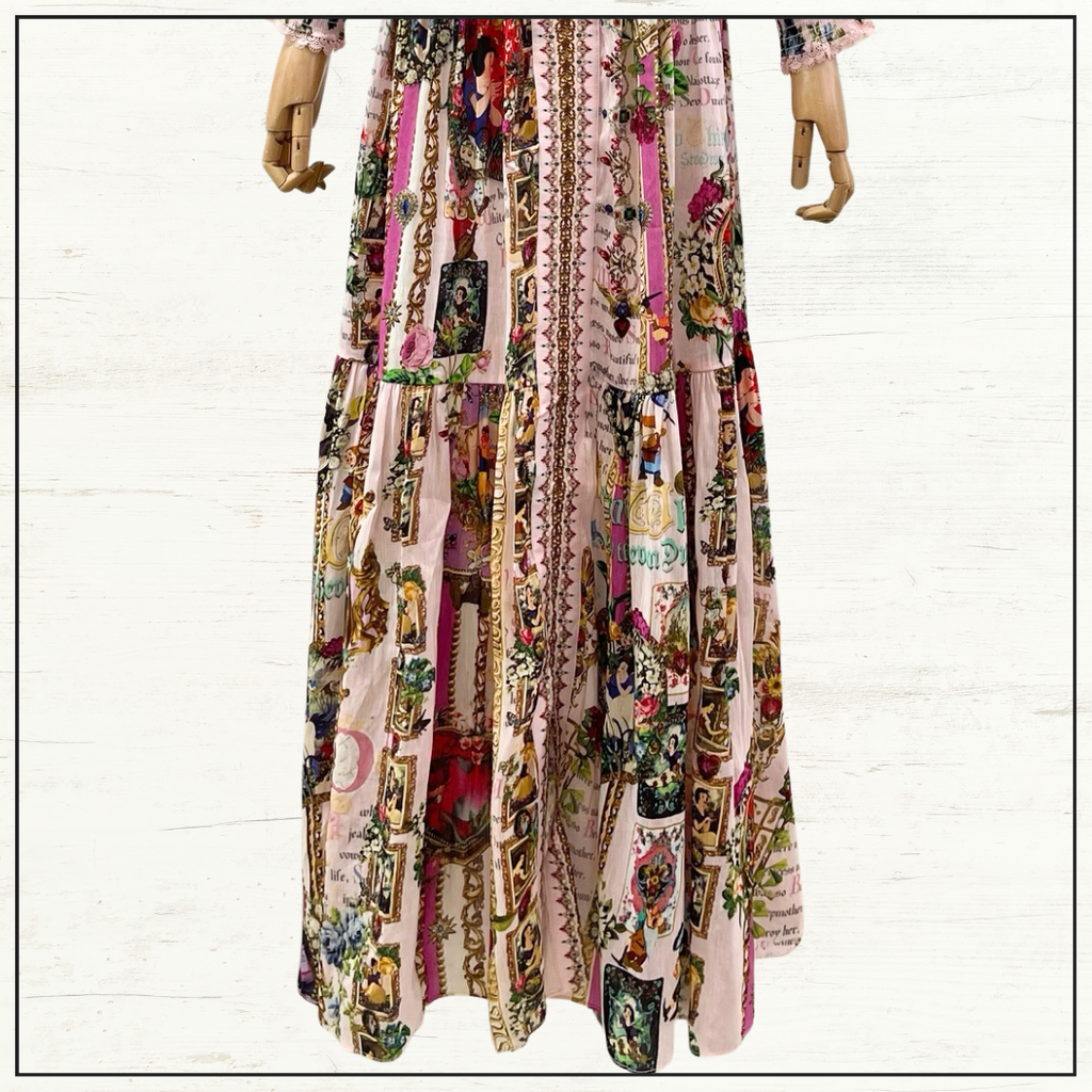 SHIRRED WAISTBAND LONG DRESS