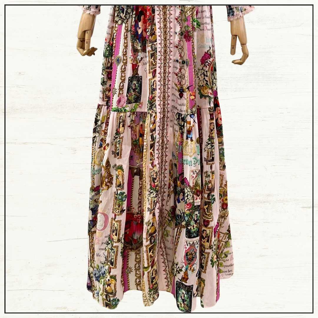 SHIRRED WAISTBAND LONG DRESS