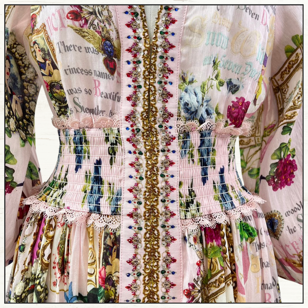 SHIRRED WAISTBAND LONG DRESS