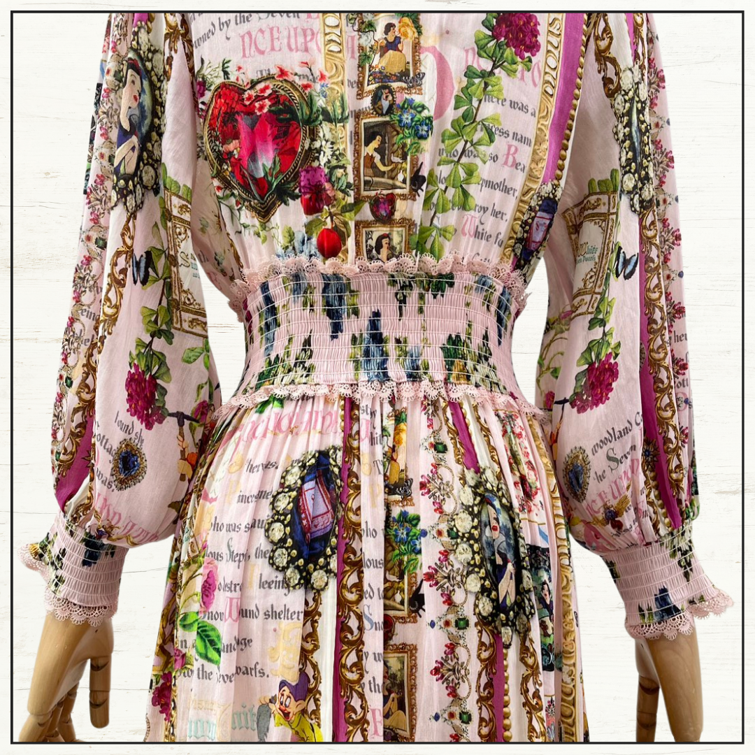 SHIRRED WAISTBAND LONG DRESS