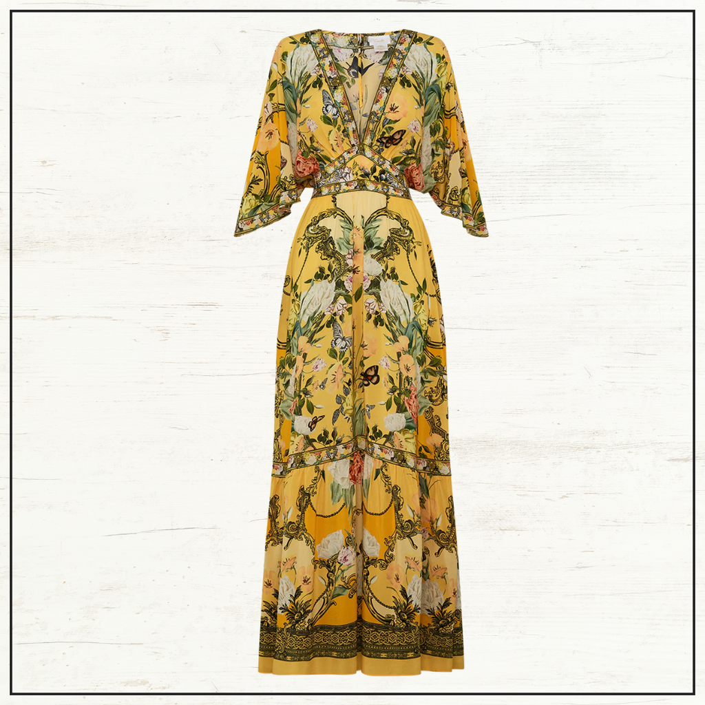 WAISTED DRESS WITH HEM RUFFLE