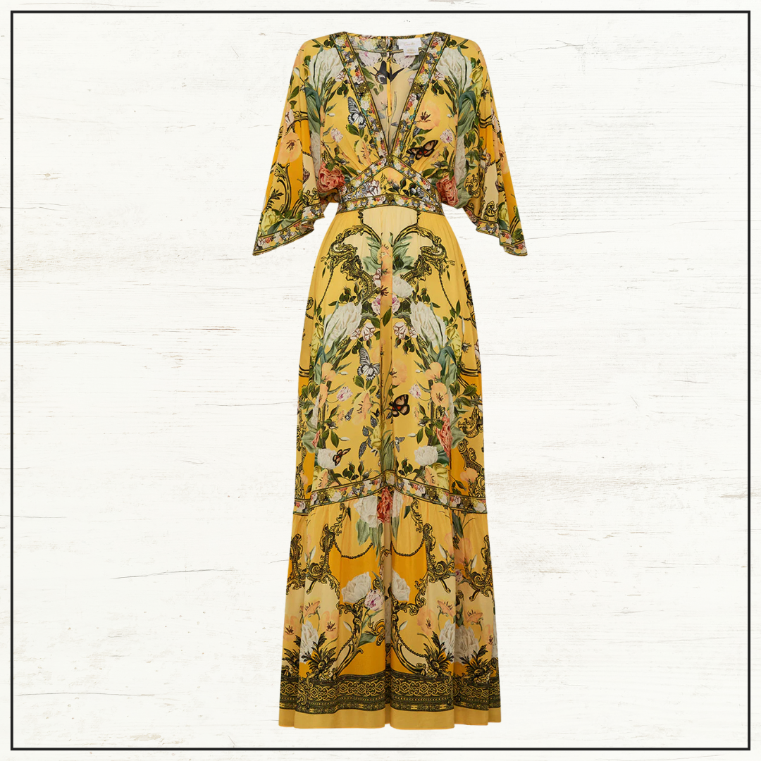 WAISTED DRESS WITH HEM RUFFLE