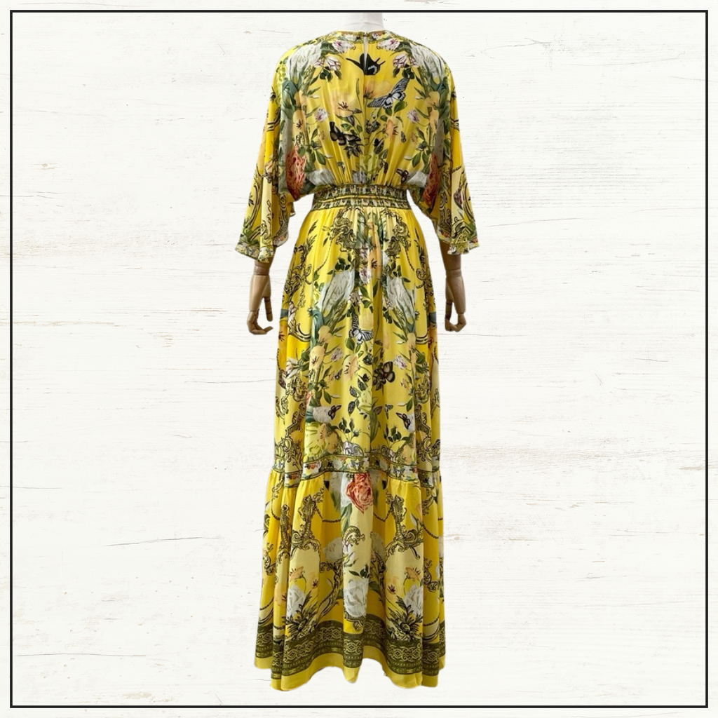 WAISTED DRESS WITH HEM RUFFLE