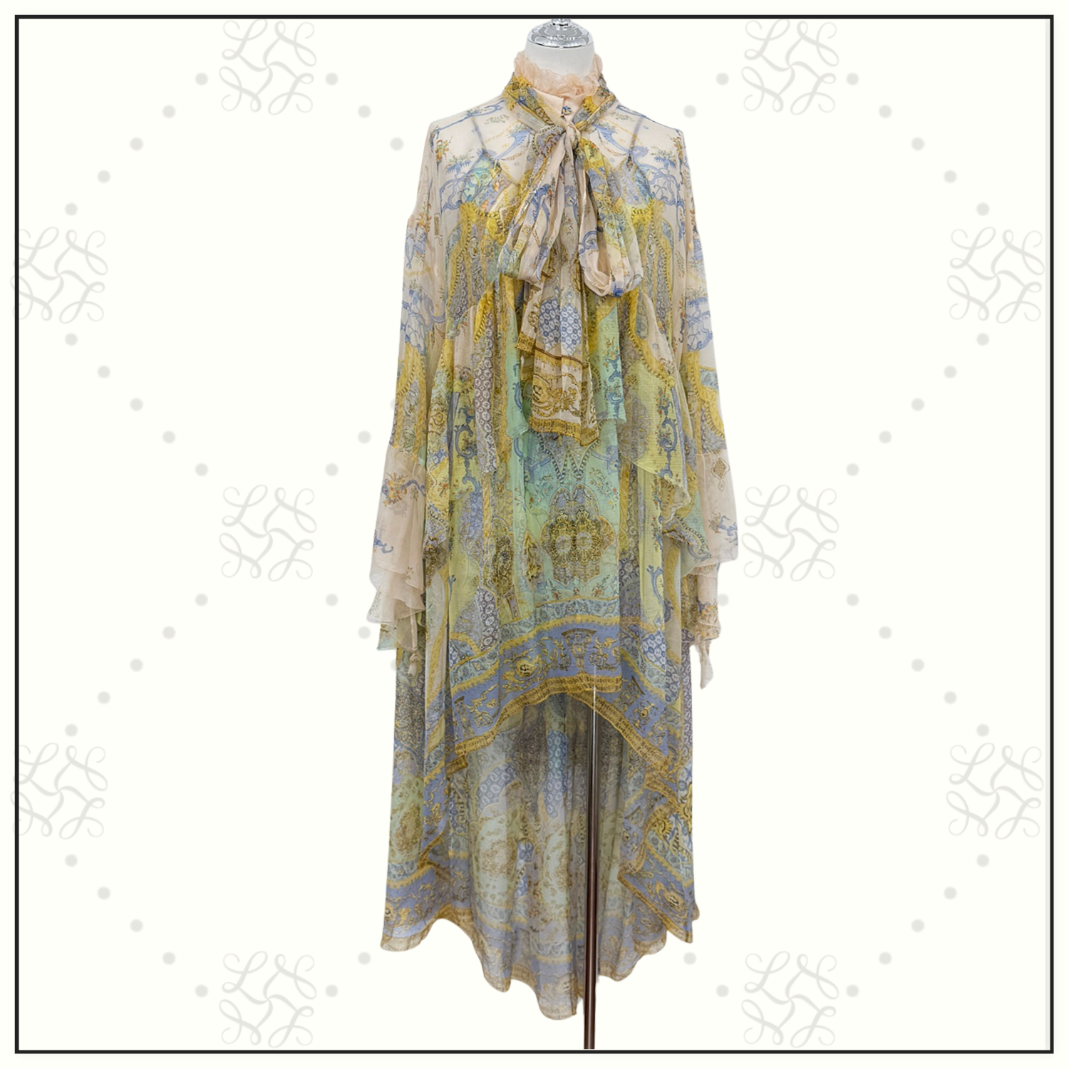 RUFFLE HIGH LOW SILK DRESS