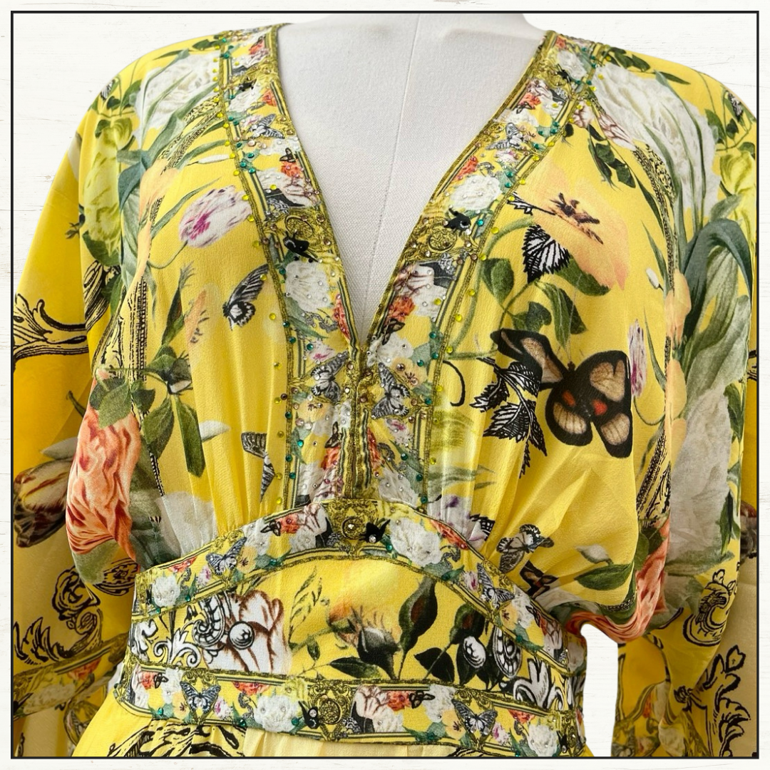 WAISTED DRESS WITH HEM RUFFLE