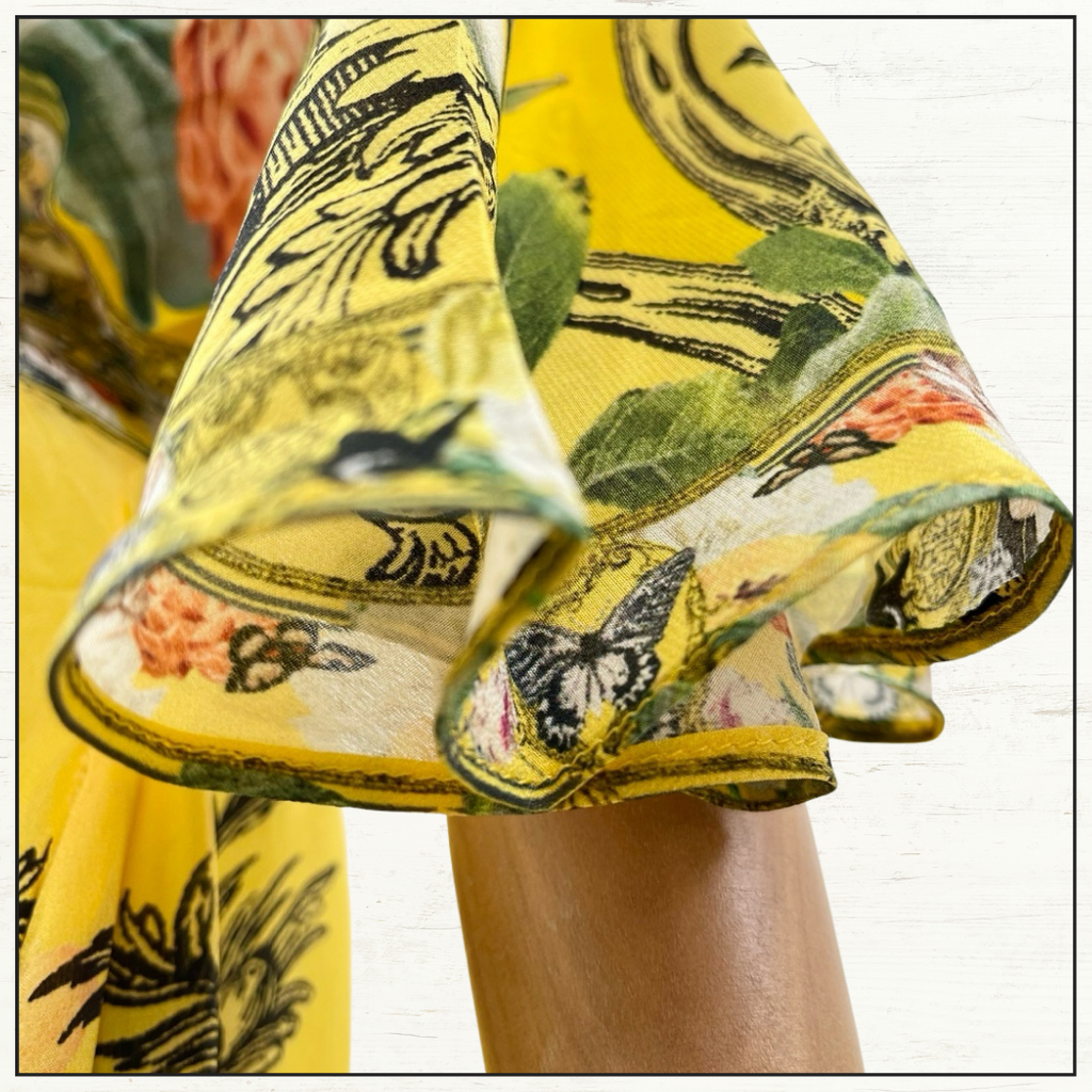 WAISTED DRESS WITH HEM RUFFLE