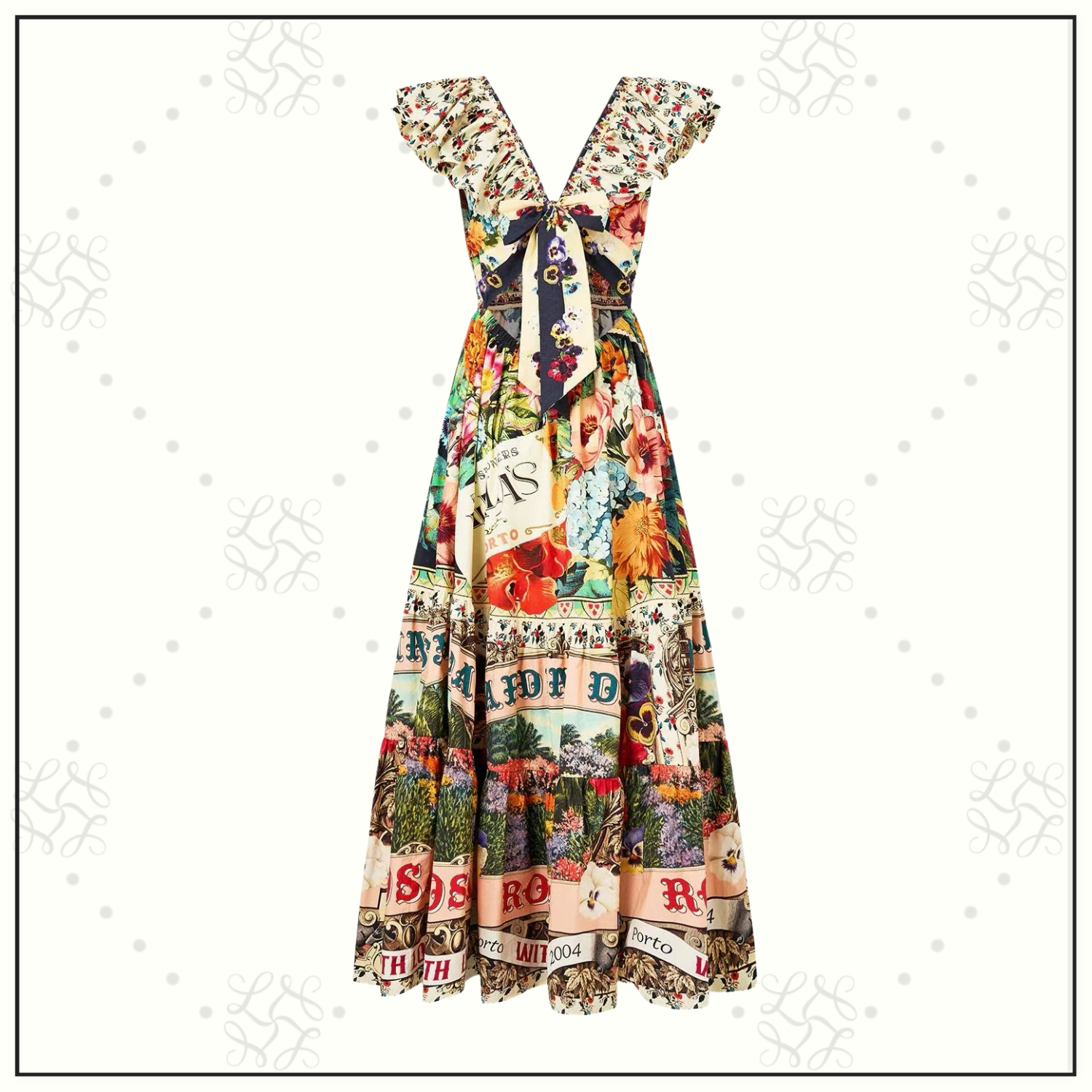 TIERED DRESS WITH NECK FRILL