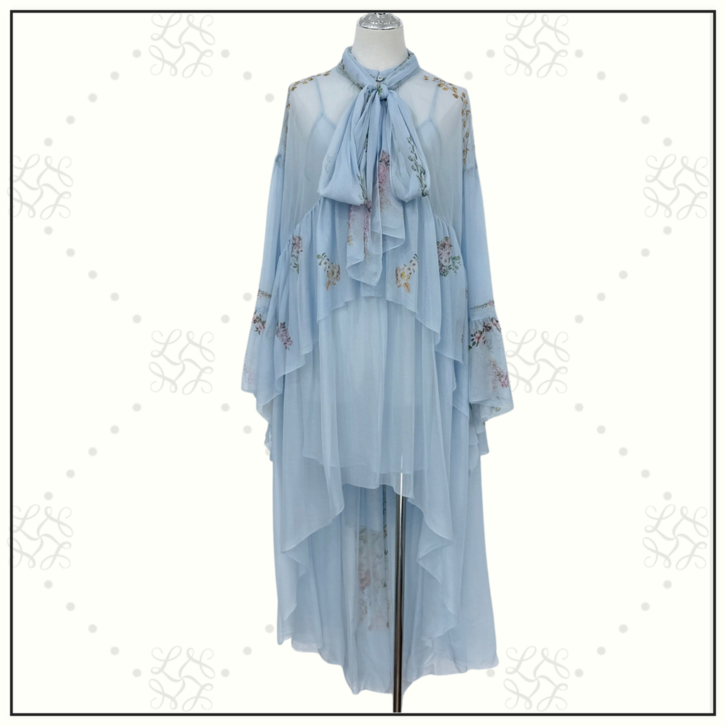 RUFFLE HIGH LOW SILK DRESS