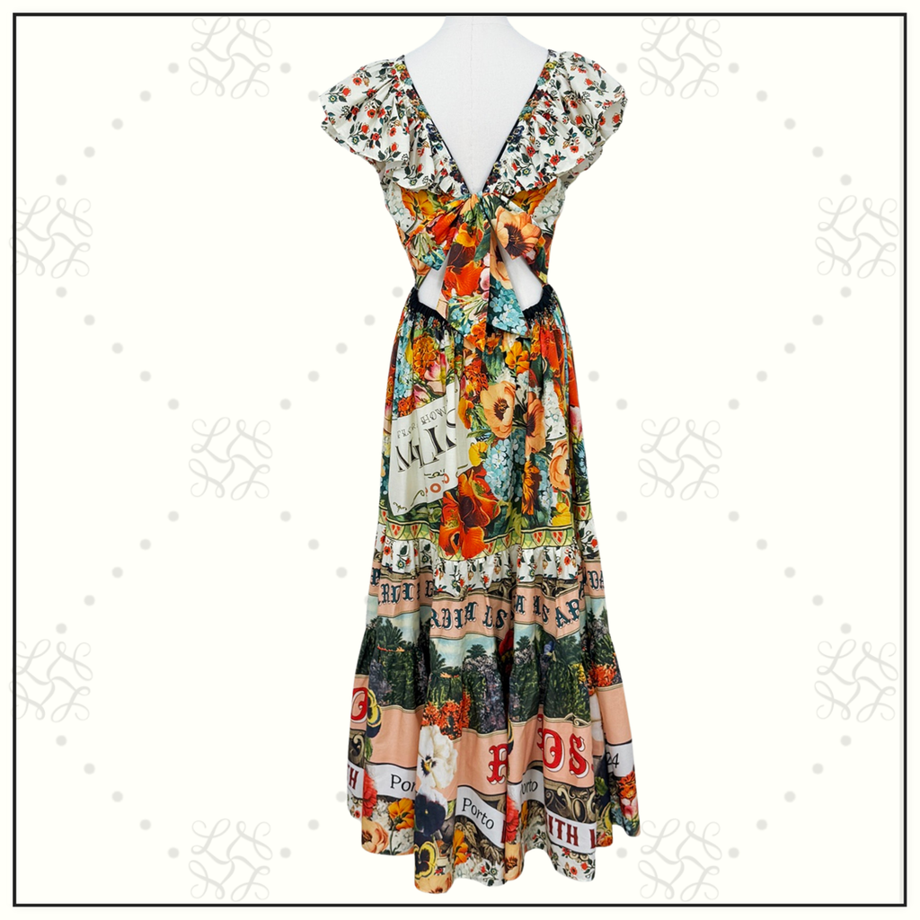 TIERED DRESS WITH NECK FRILL