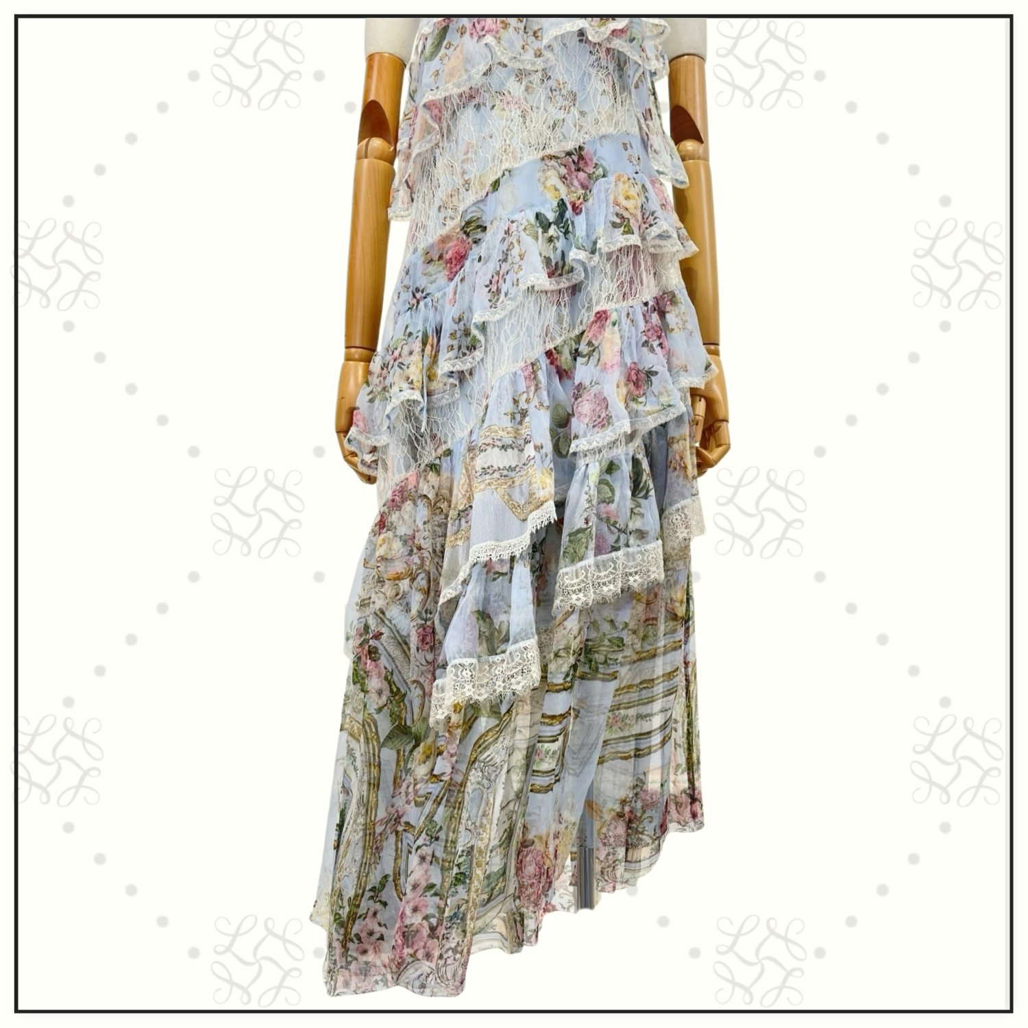 ASYMMETRIC SPLICED LACE DRESS