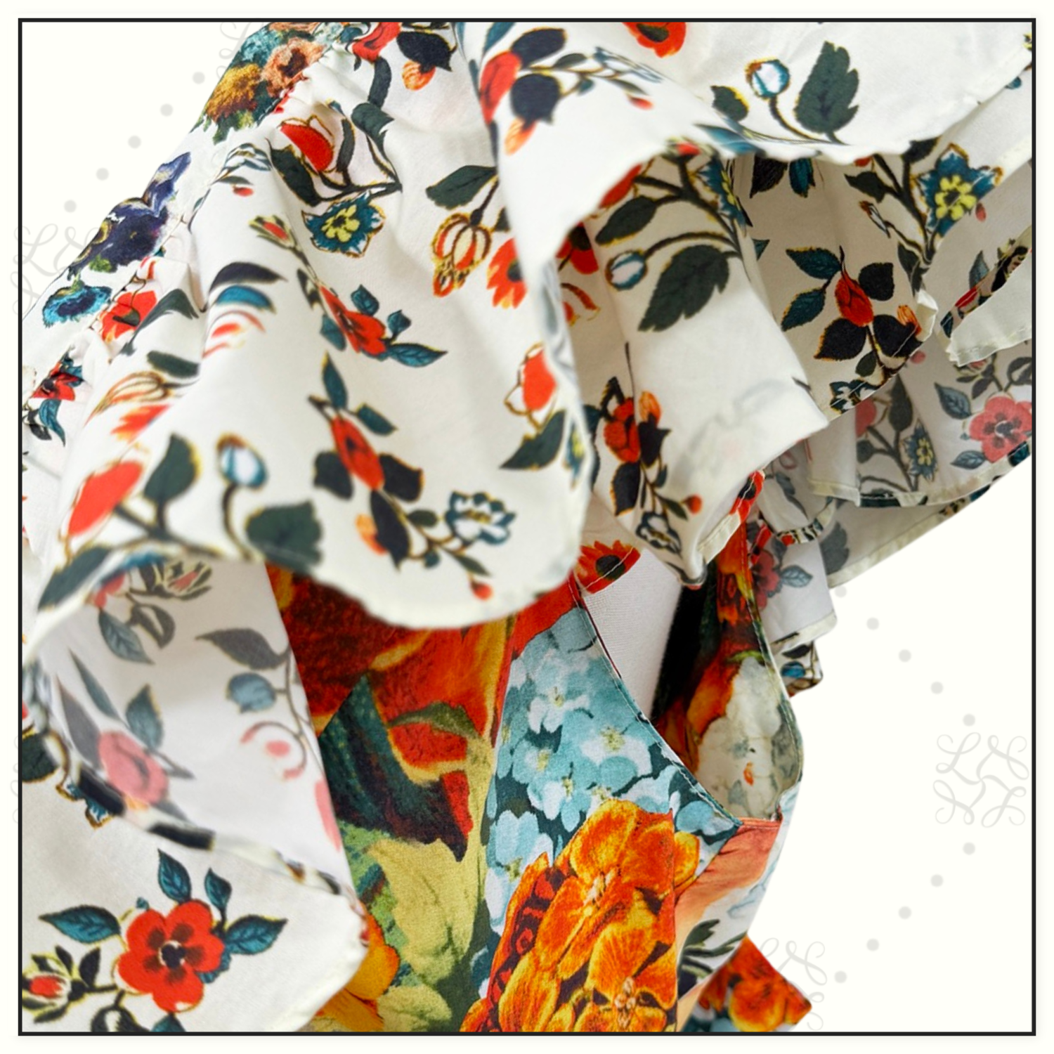 TIERED DRESS WITH NECK FRILL