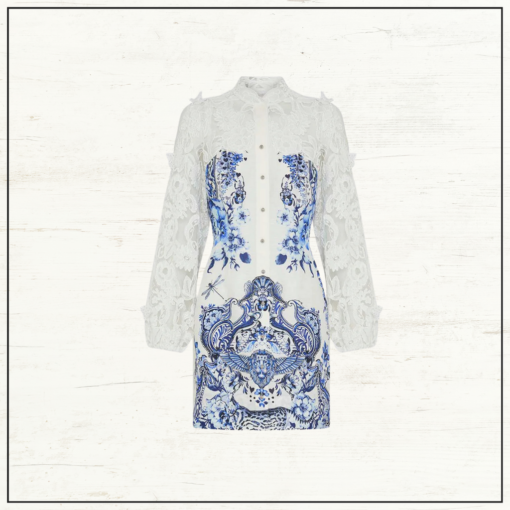 LACE SLEEVE MINI DRESS
