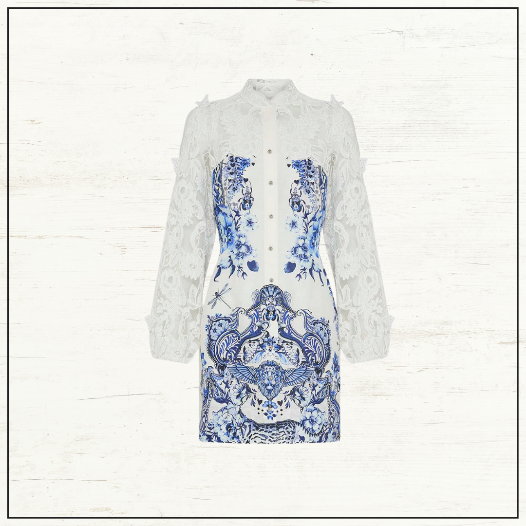 LACE SLEEVE MINI DRESS