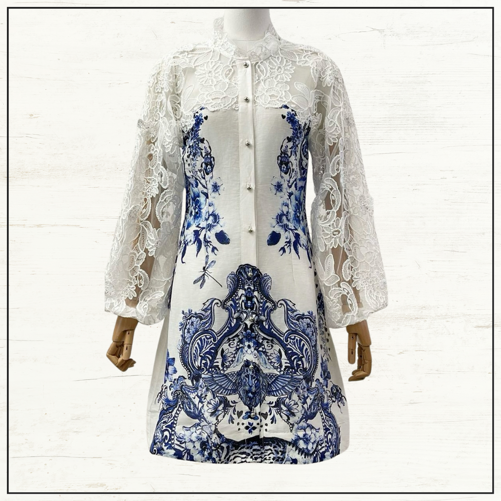 LACE SLEEVE MINI DRESS