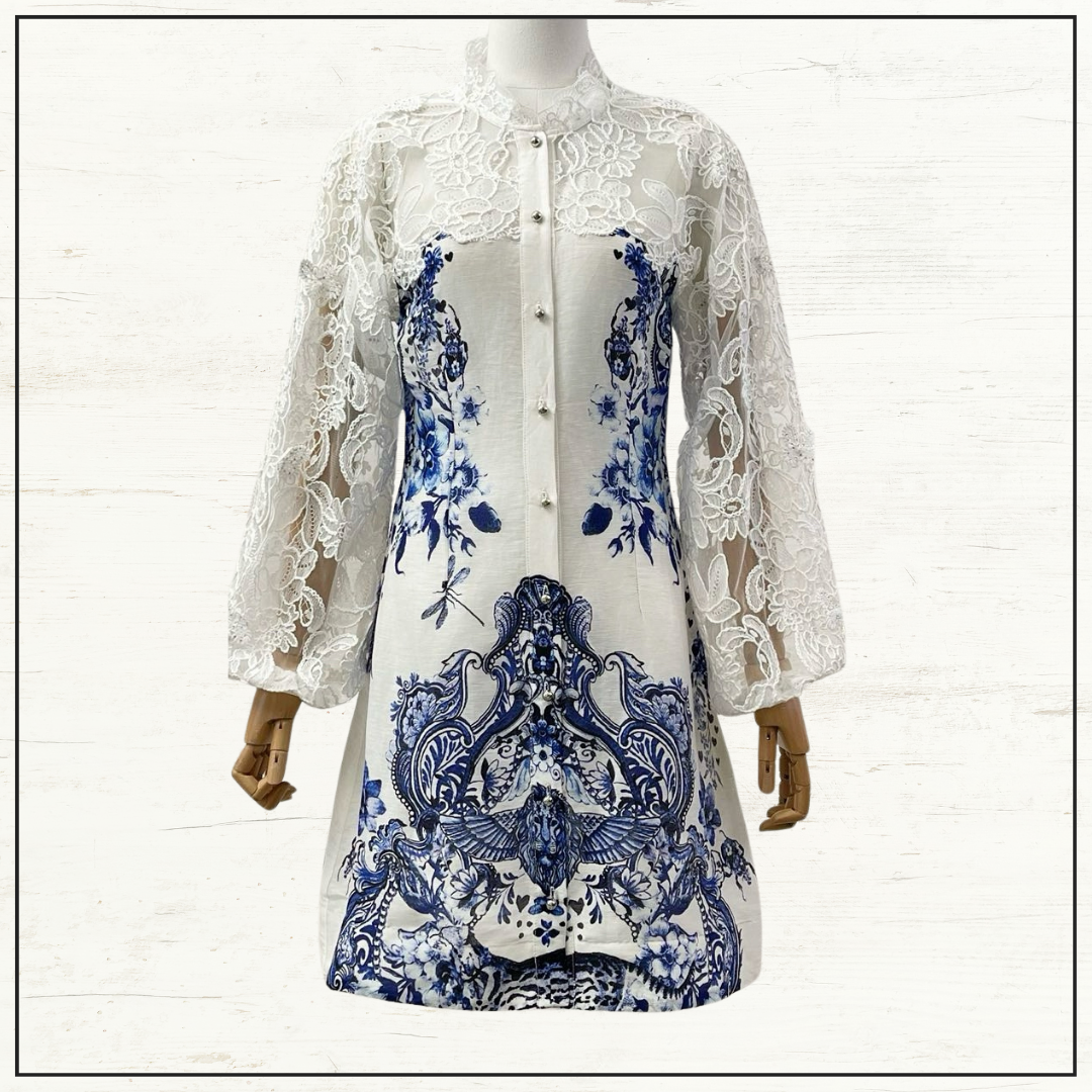 LACE SLEEVE MINI DRESS