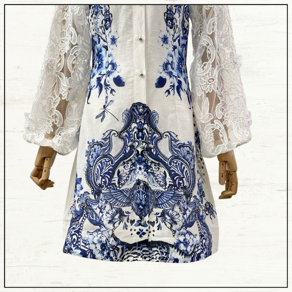 LACE SLEEVE MINI DRESS