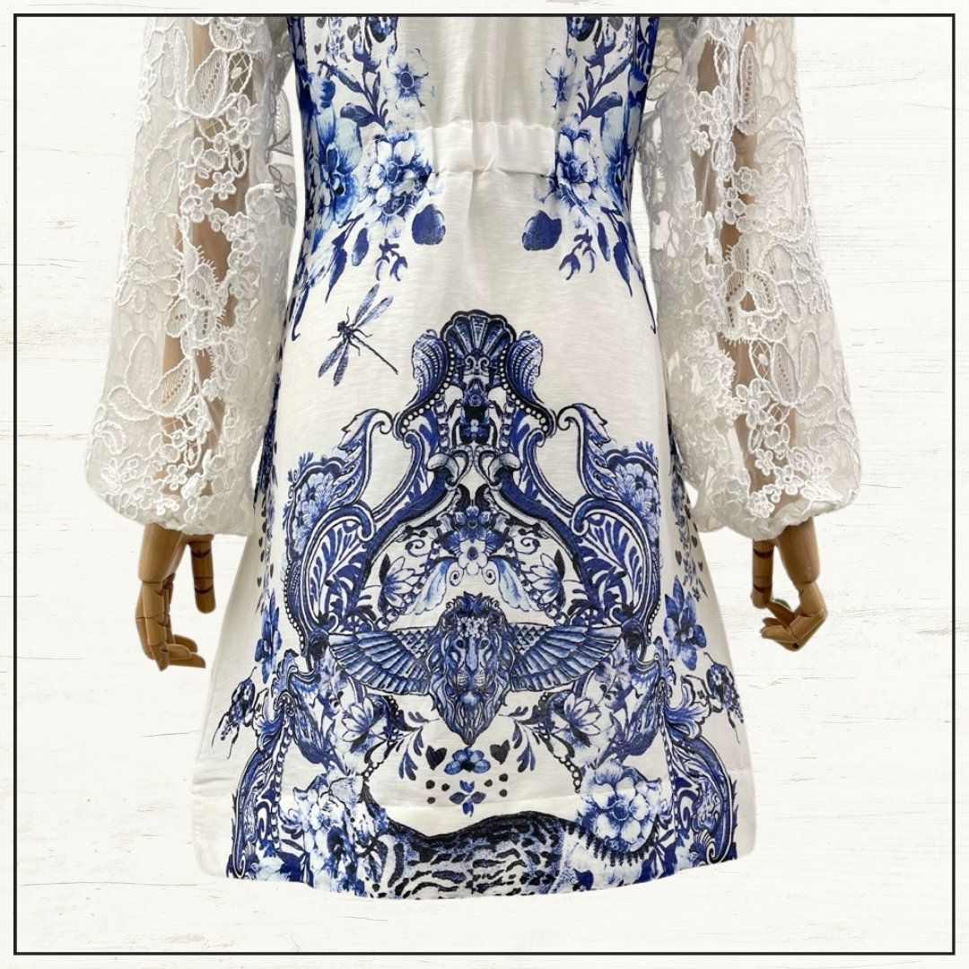 LACE SLEEVE MINI DRESS