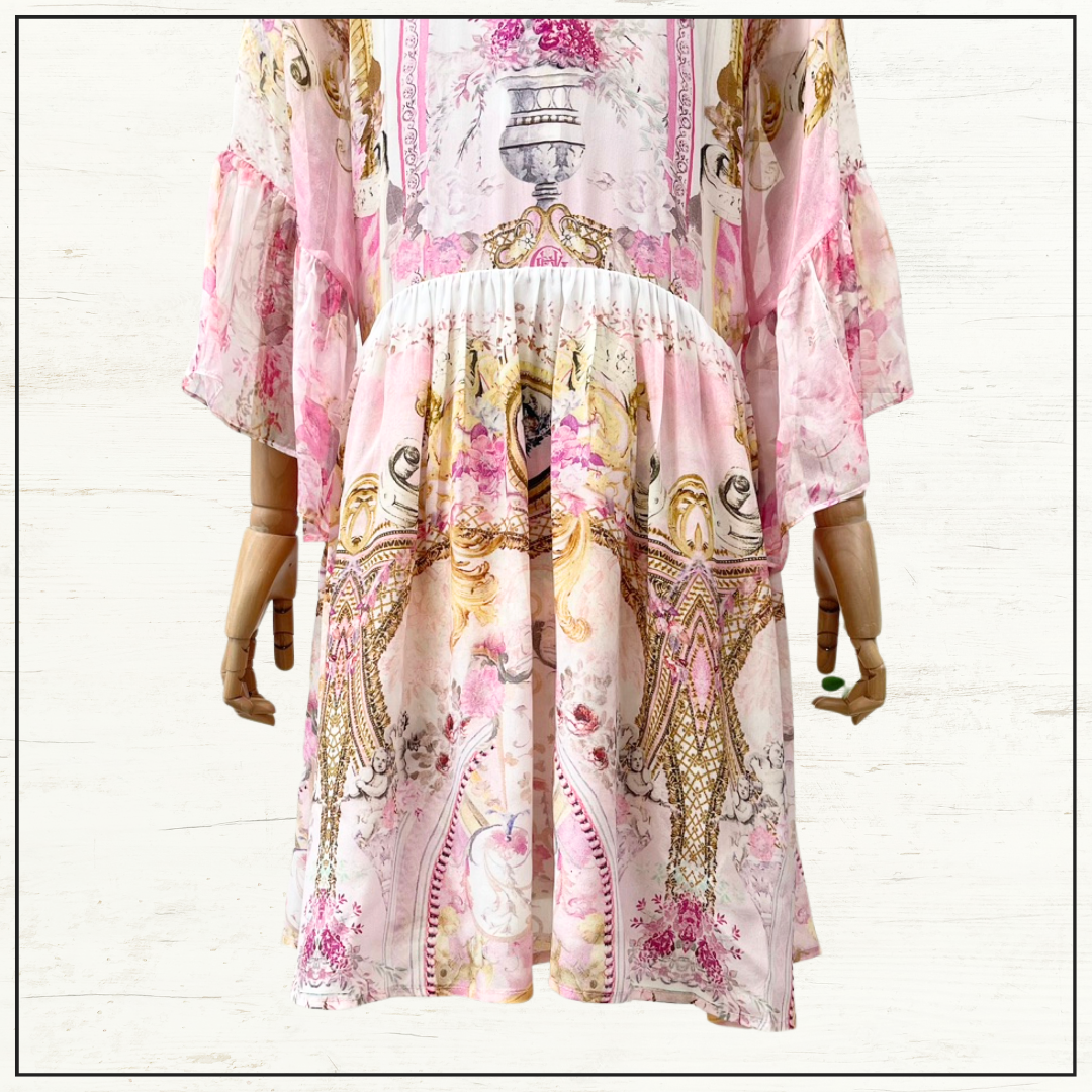 A LINE RUFFLE SLEEVE DRESS