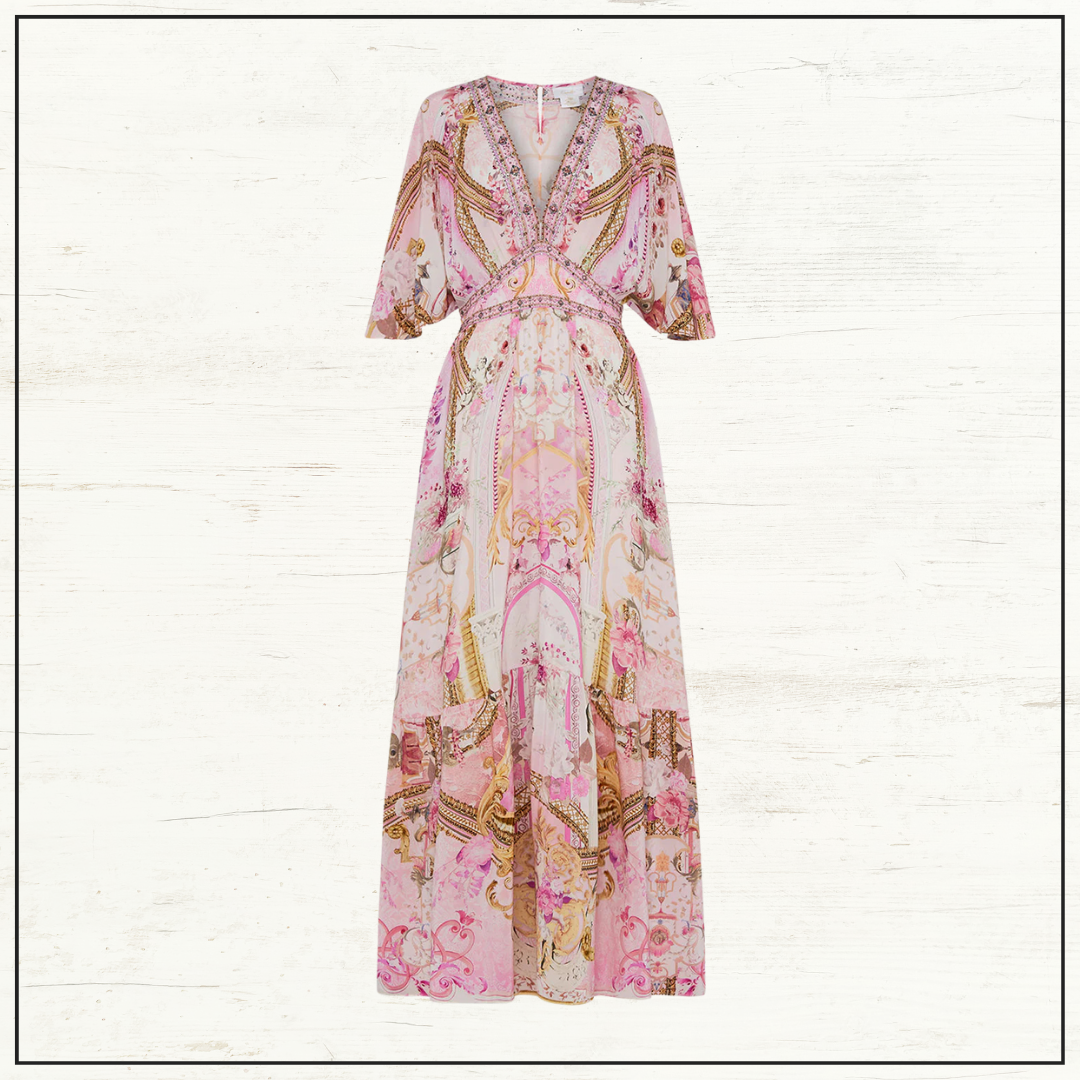 WAISTED DRESS WITH HEM RUFFLE