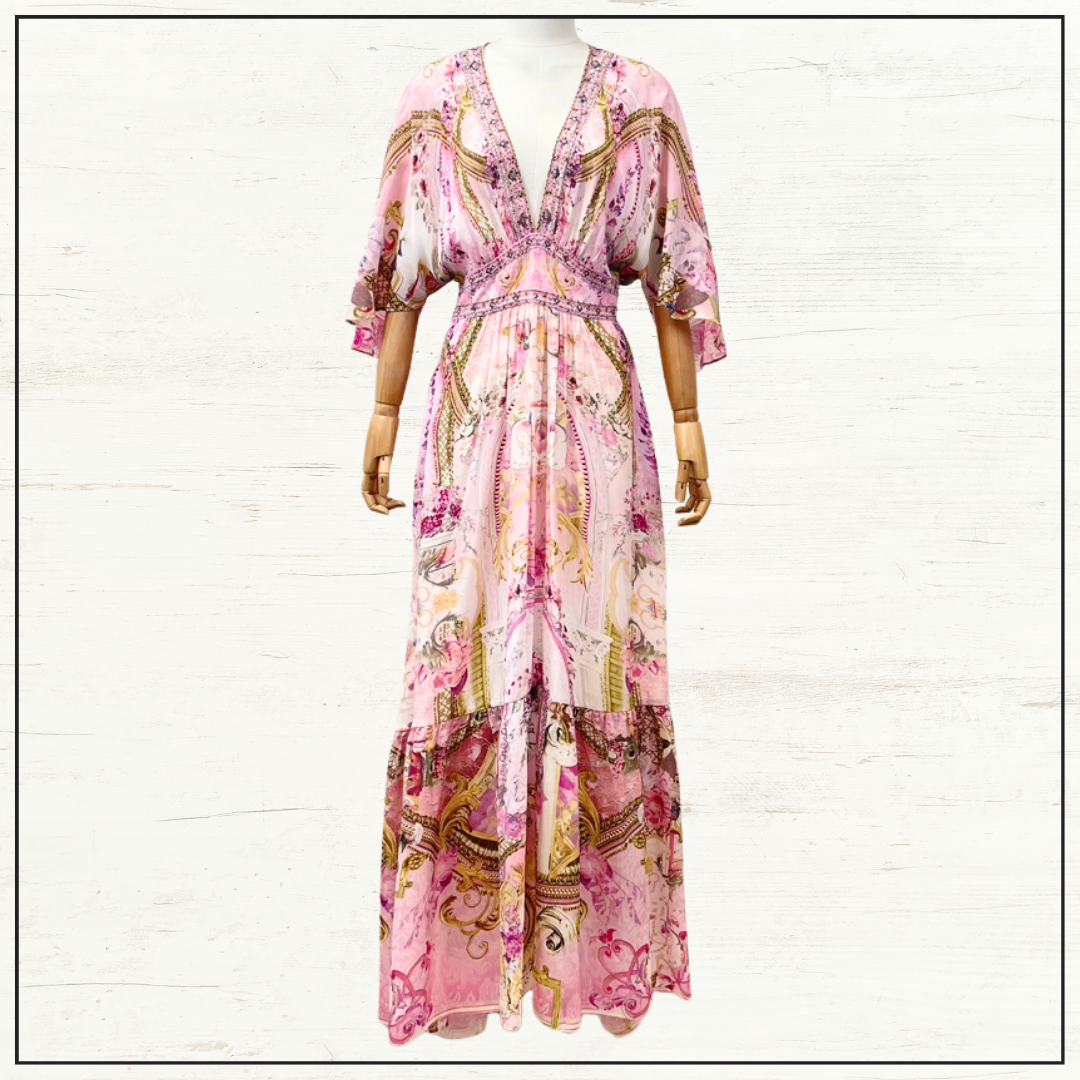 WAISTED DRESS WITH HEM RUFFLE