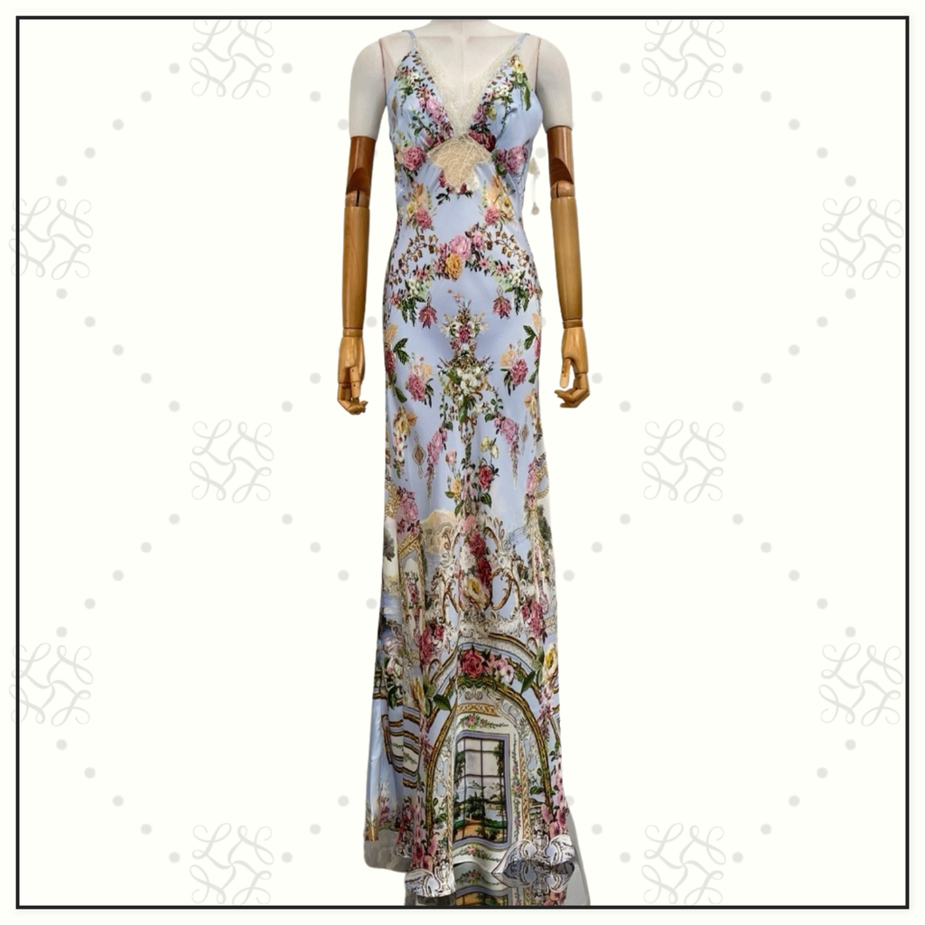 V SPLICED LACE SLIP DRESS