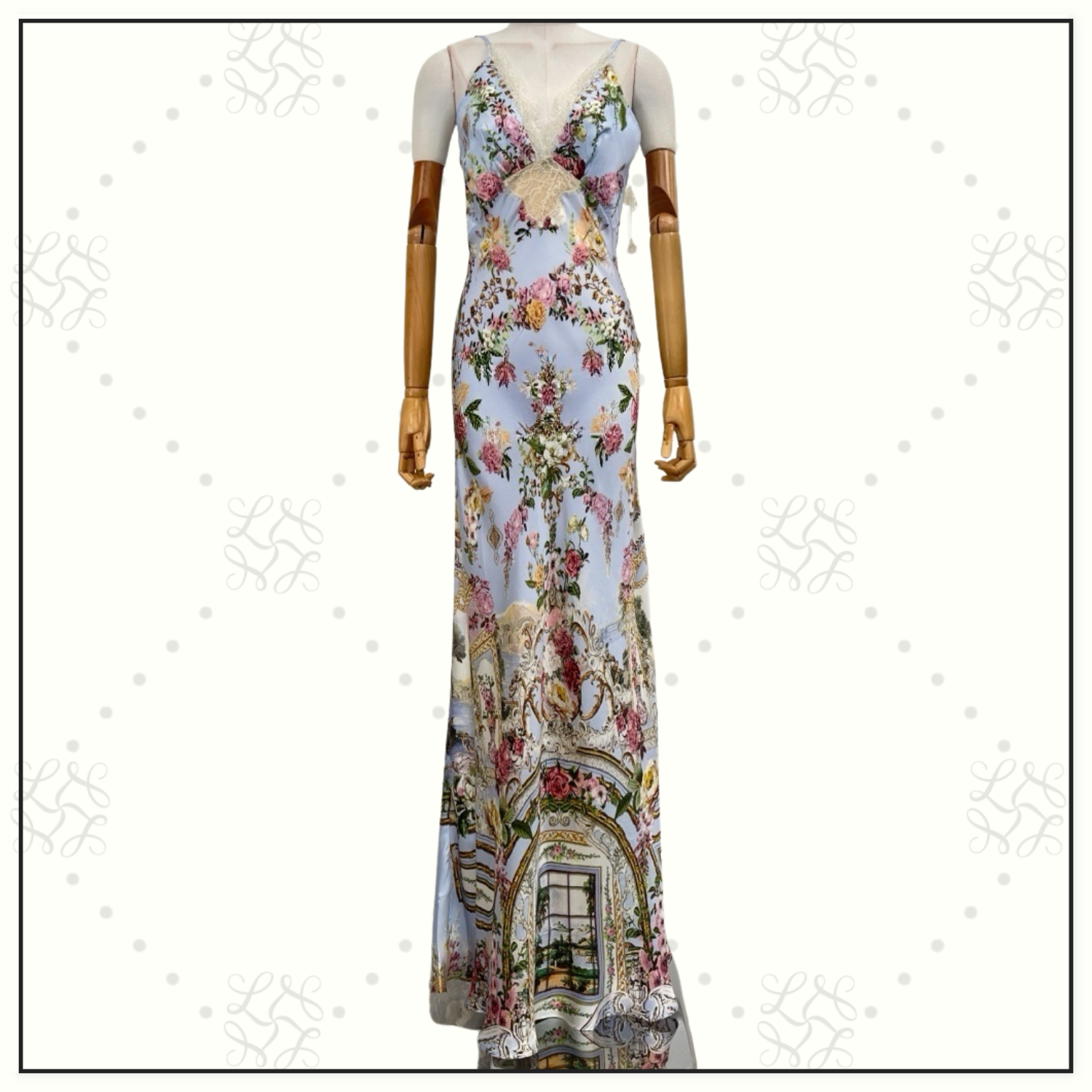 V SPLICED LACE SLIP DRESS