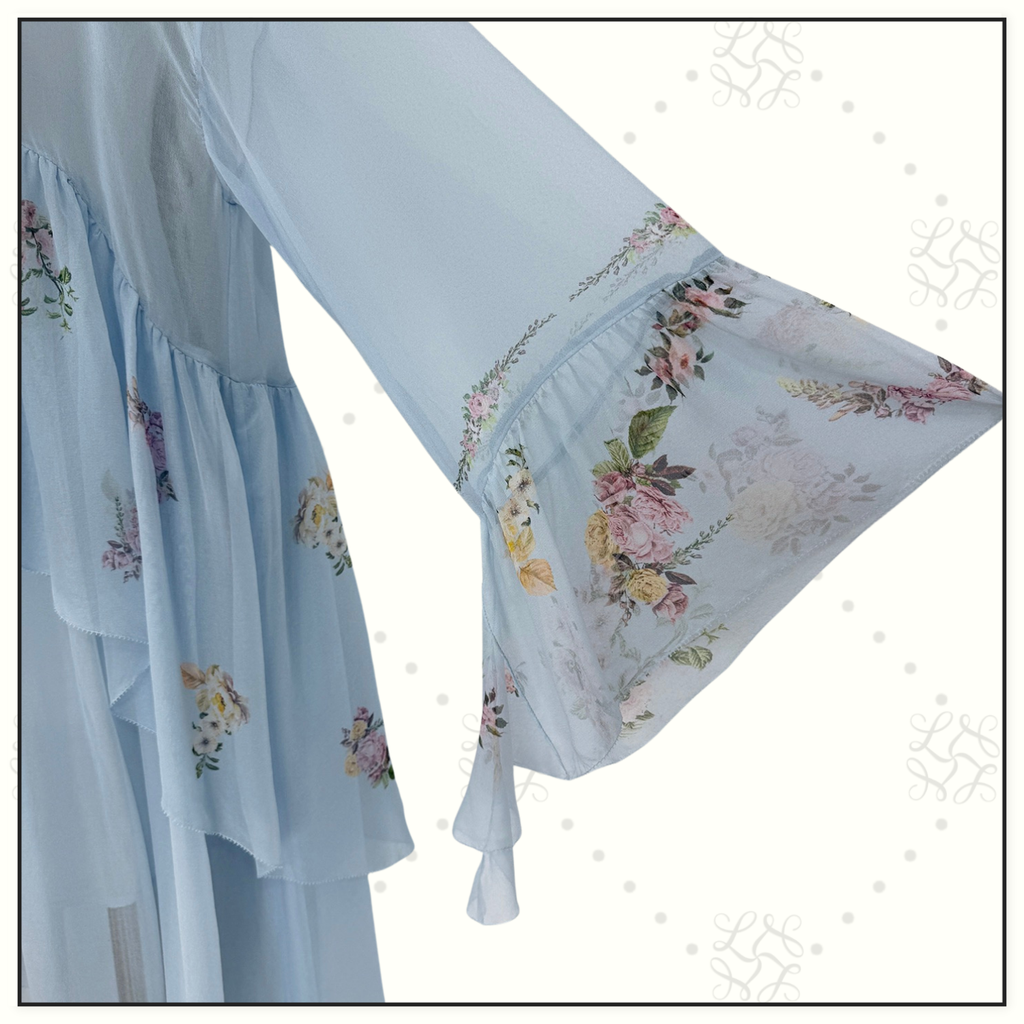 RUFFLE HIGH LOW SILK DRESS