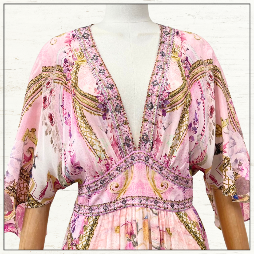 WAISTED DRESS WITH HEM RUFFLE